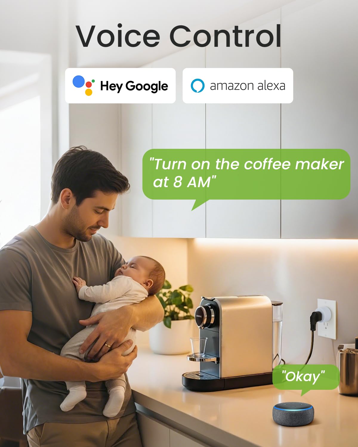 GHome Smart 5G 15A WiFi Smart Plug Compatible with Alexa and Google Home, Outlet Timer Smart Home WiFi Outlet Timer with