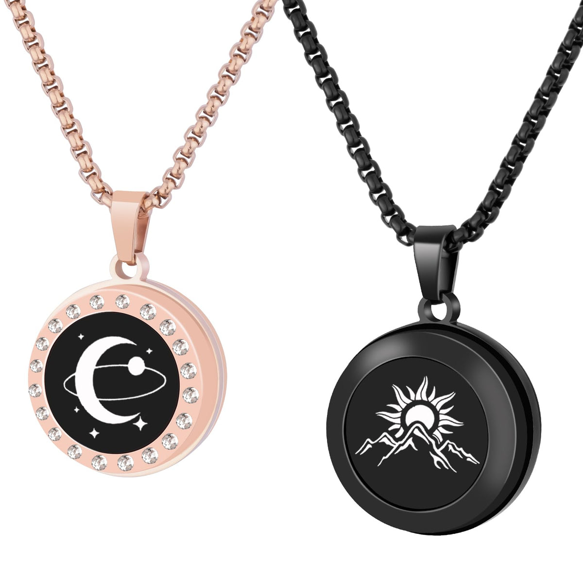 EAOYAO Long Distance Touch Necklaces,Vibration & Light up Remote Smart Matching Couples Necklace for Couples Long Distan