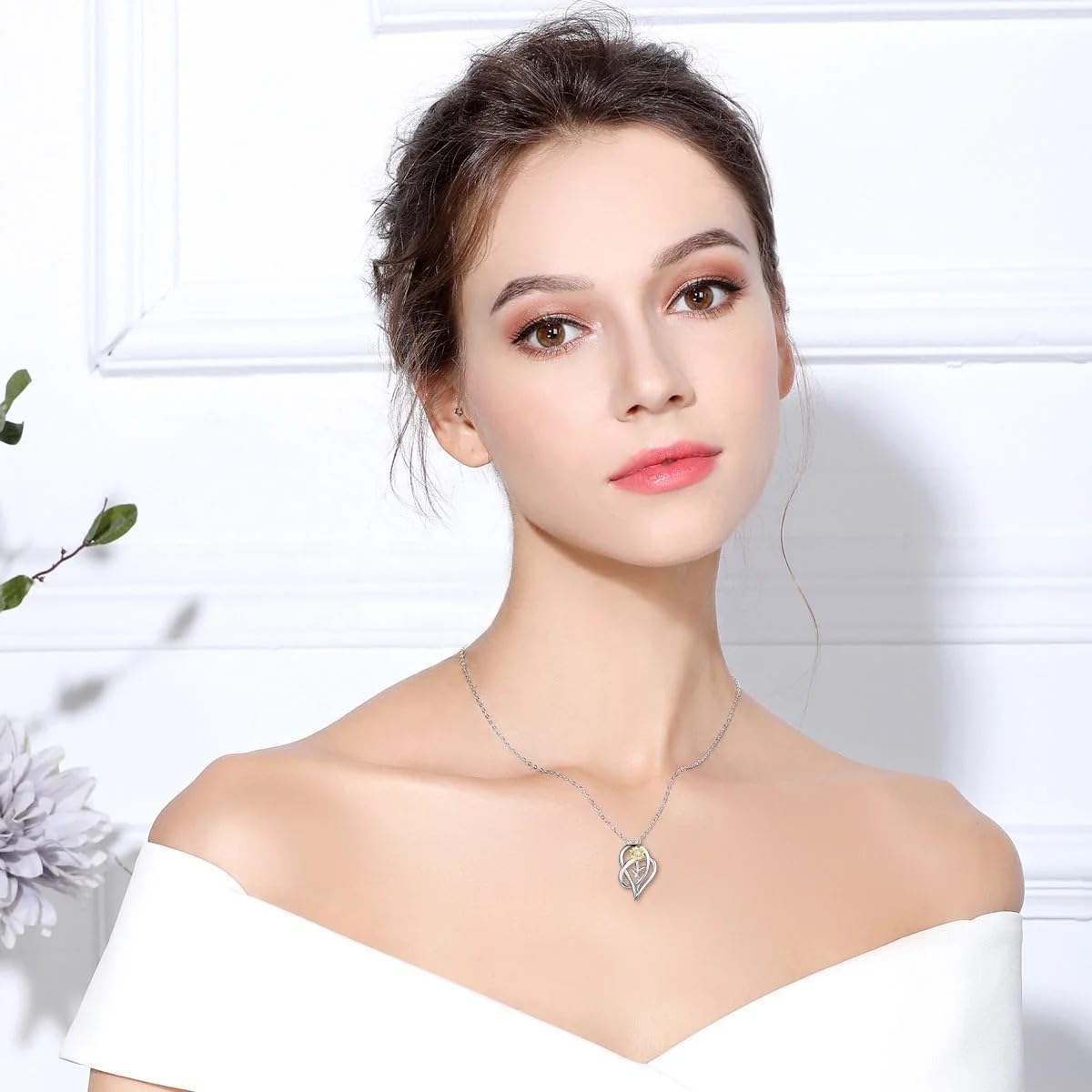 CCJM Sunflower Necklace, S925 Sterling Silver 18K Gold Plated Pendant – packaging and label
