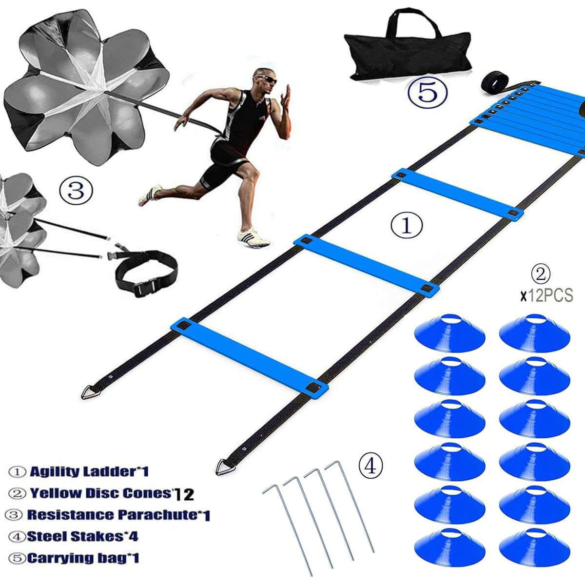 XINXIANG 20ft Sports Agility Ladder, Agility Training Equipment for Football, Exercise, Tennis, Legs Workout with Speed 