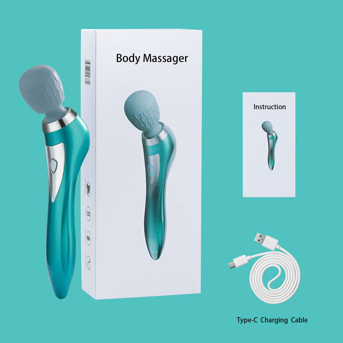 Asopal Handheld Personal Massager, Personal Tension Relief, Portable Rechargeable Body Massage Tool, Cordless Wand Massa