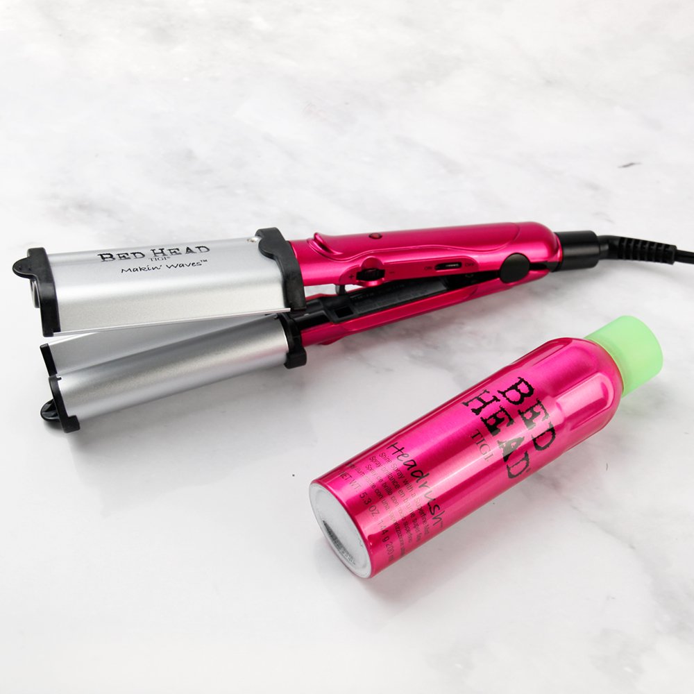 Bed Head Makin' Waves S Waver tourmaline ceramic hair iron with textured plates for creating beachy waves on hair.
