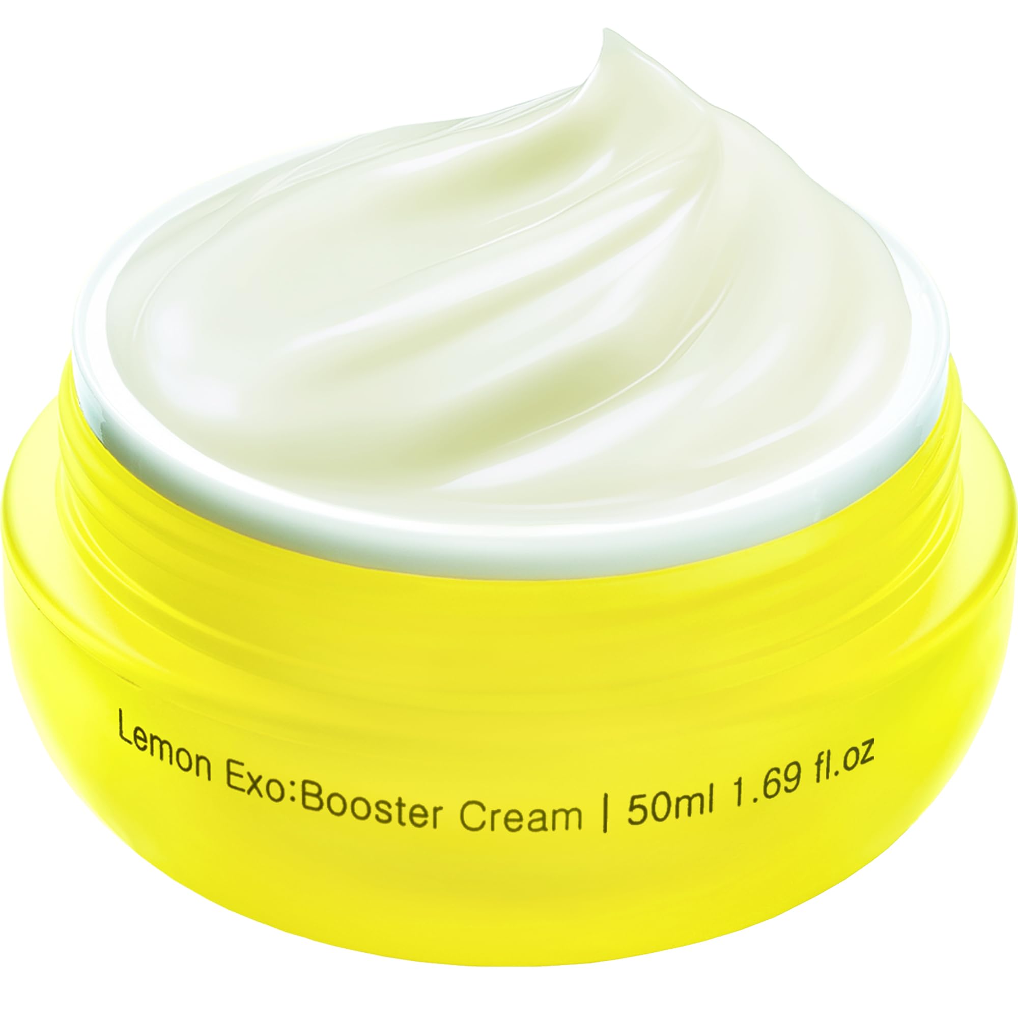 Lemonderma Anti-aging Exo:Booster Cream with lemon exosomes, ceramide, and panthenol for lightweight barrier repair and glass skin glow.