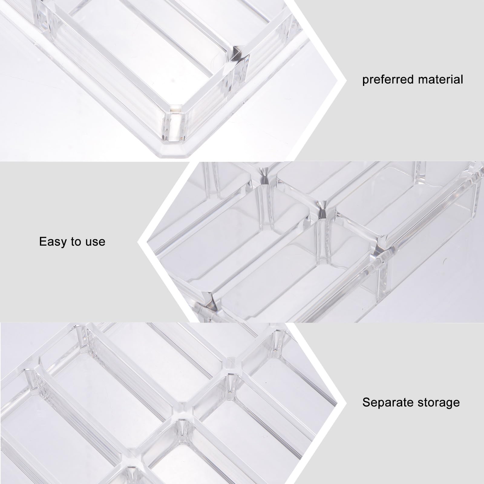 VILLCASE acrylic makeup storage caddy with 16 compartments for blush, eyeshadow, and cosmetic organization on vanity or travel
