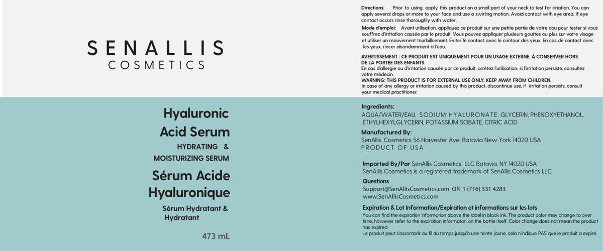 SenAllis Cosmetics Hyaluronic Acid Serum 16 fl oz And 2 fl oz, Made From Pure Anti Aging/Wrinkle, Ultra Hydrating Moistu