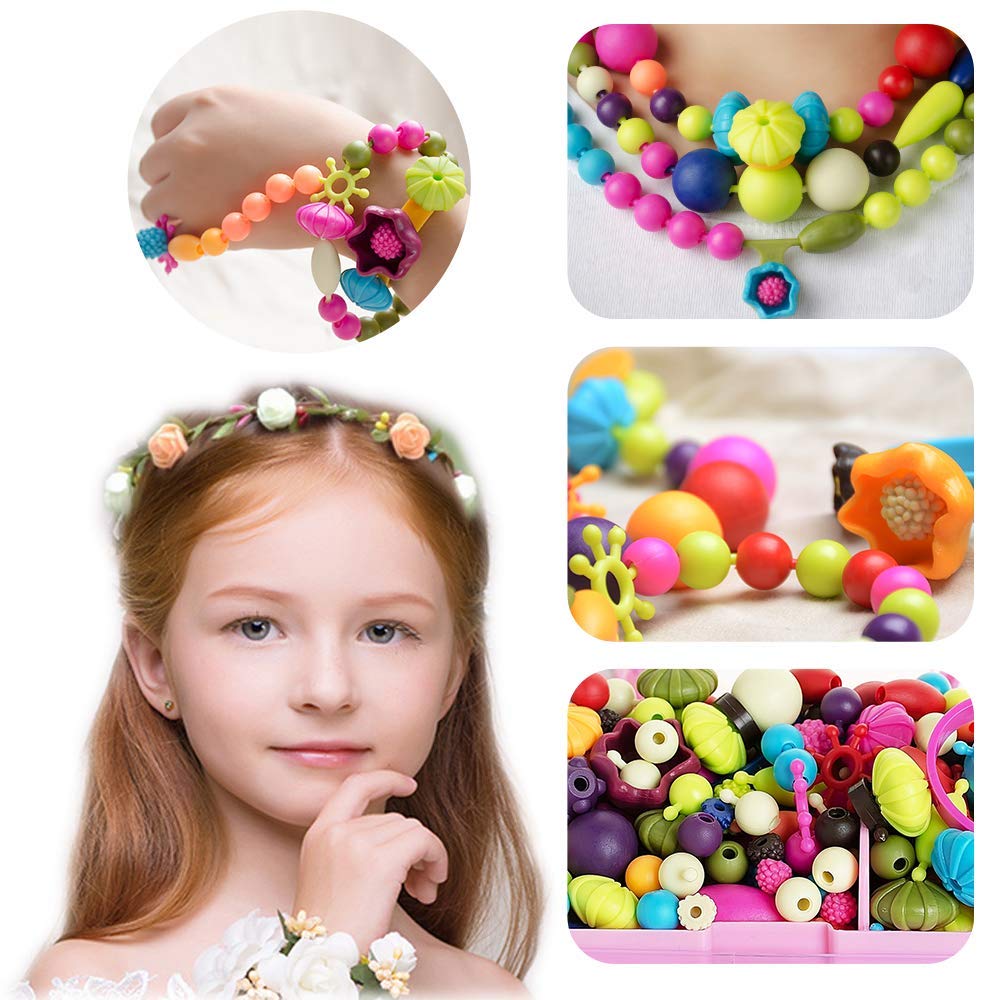 GILI Pop Beads - Jewelry Making Kit for 3 4 5 6 7 8 Year Old Little Girls - Arts and Crafts Toys for Kids Age 4yr-8yr - 
