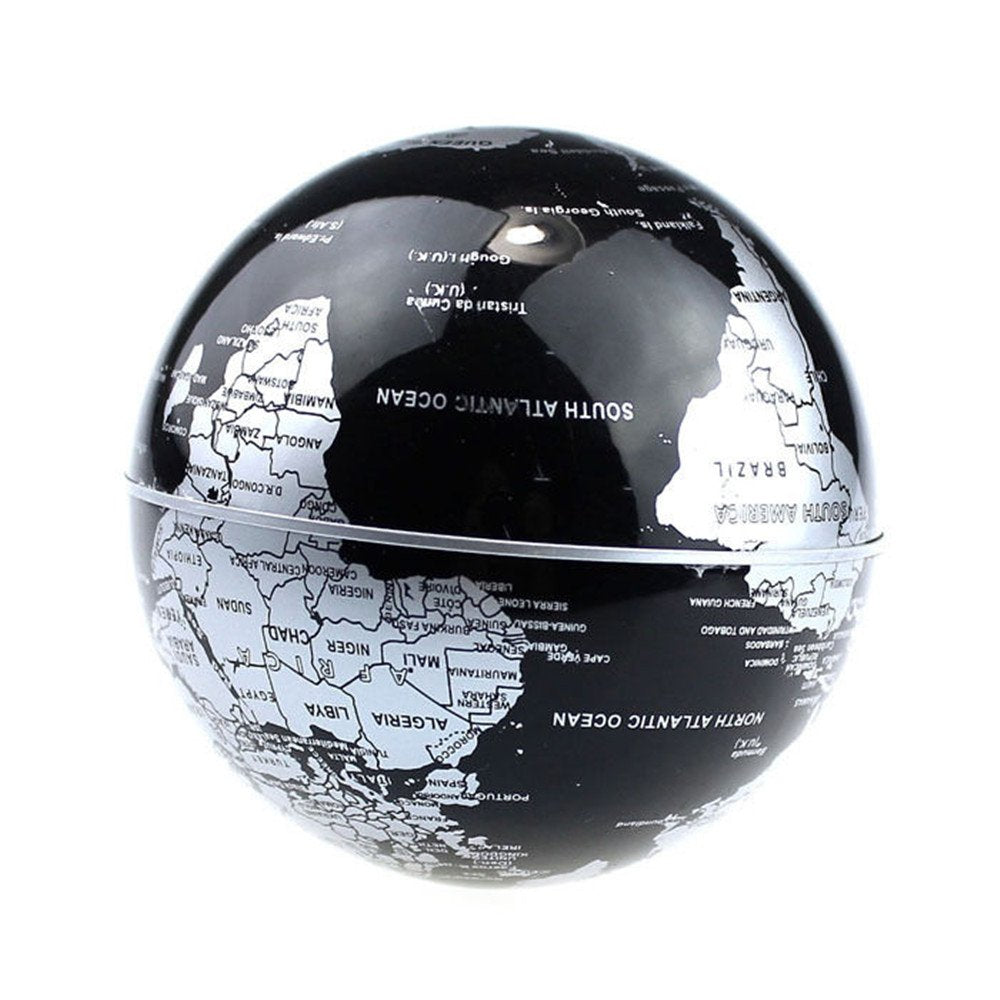 Senders Floating Globe with LED Lights C Shape Magnetic Levitation Floating Globe World Map for Desk Decoration (Black-S