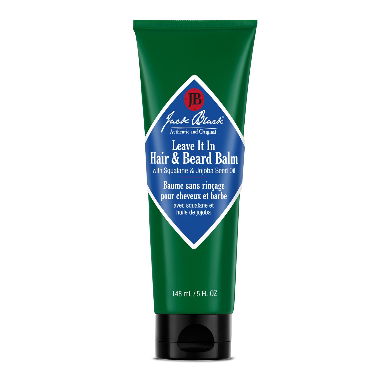 Jack Black Leave It In Hair & Beard Balm in a jar, a natural hair styling agent for beard and hair grooming.