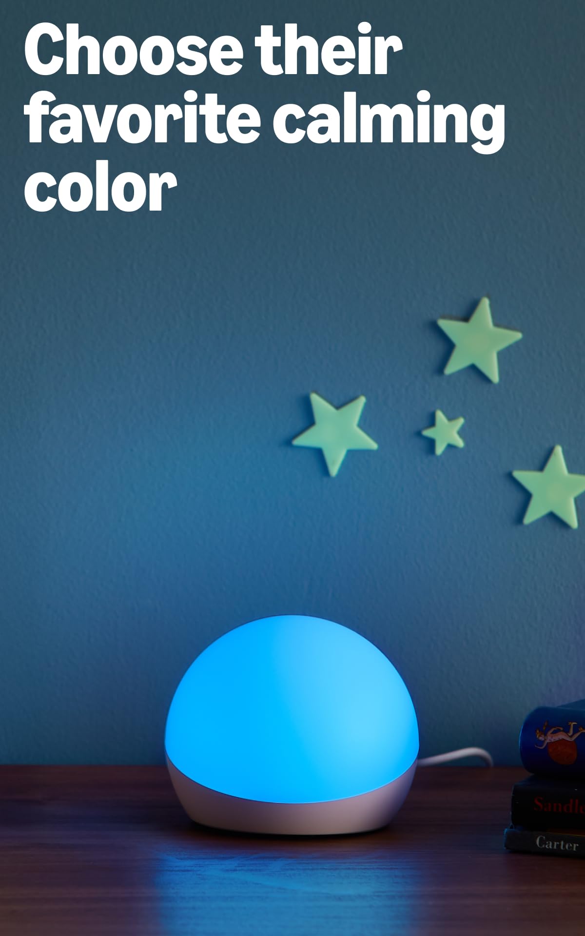 Amazon Echo Glow (newest model), Night light for kids, Works with Alexa – back view and specifications