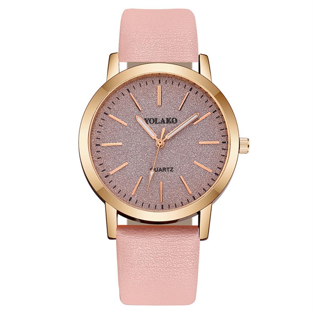 CdyBox Women Wholesale 6 Pack Leather Band Watches Frosted Engraved Dial Quartz Wrist Watch for Ladies – back view and s