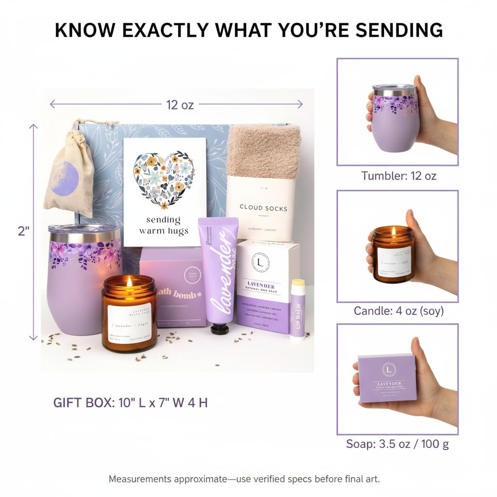 Unboxme Gifts Unboxme Lavender Spa Gift Set for Women — Mother’s Day Gifts with Scented Candle, Bath Bomb, Hand Cream & 