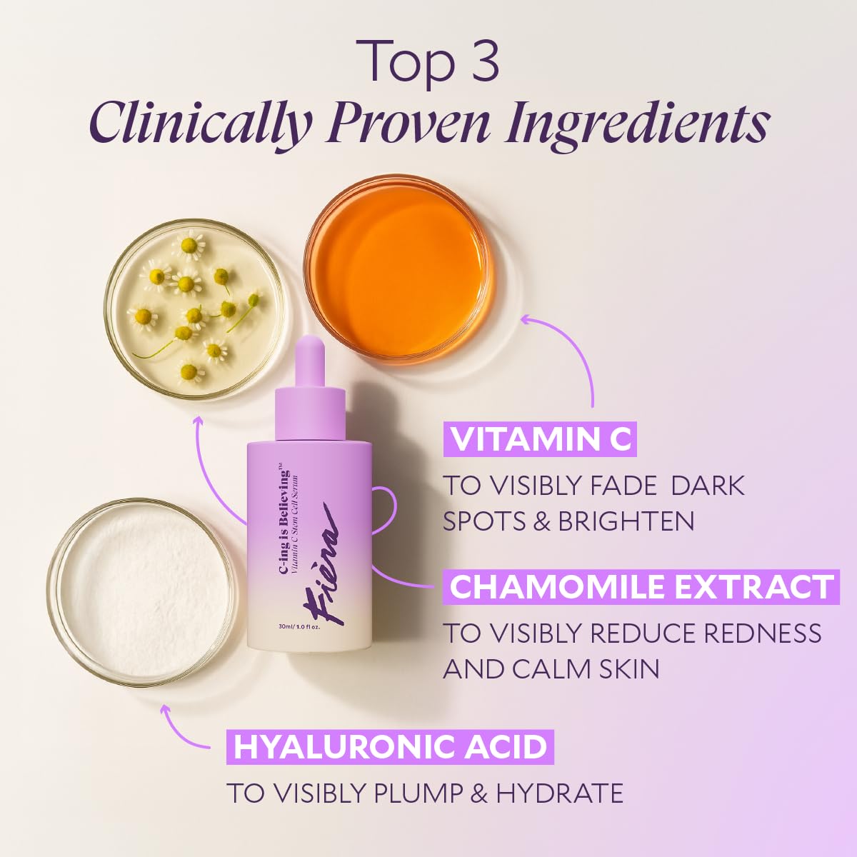 FI&Egrave;RA Fièra Vitamin C Serum with Hyaluronic Acid & Citrus Stem Cells - Anti-Aging Brightening, Firming, Hydrating