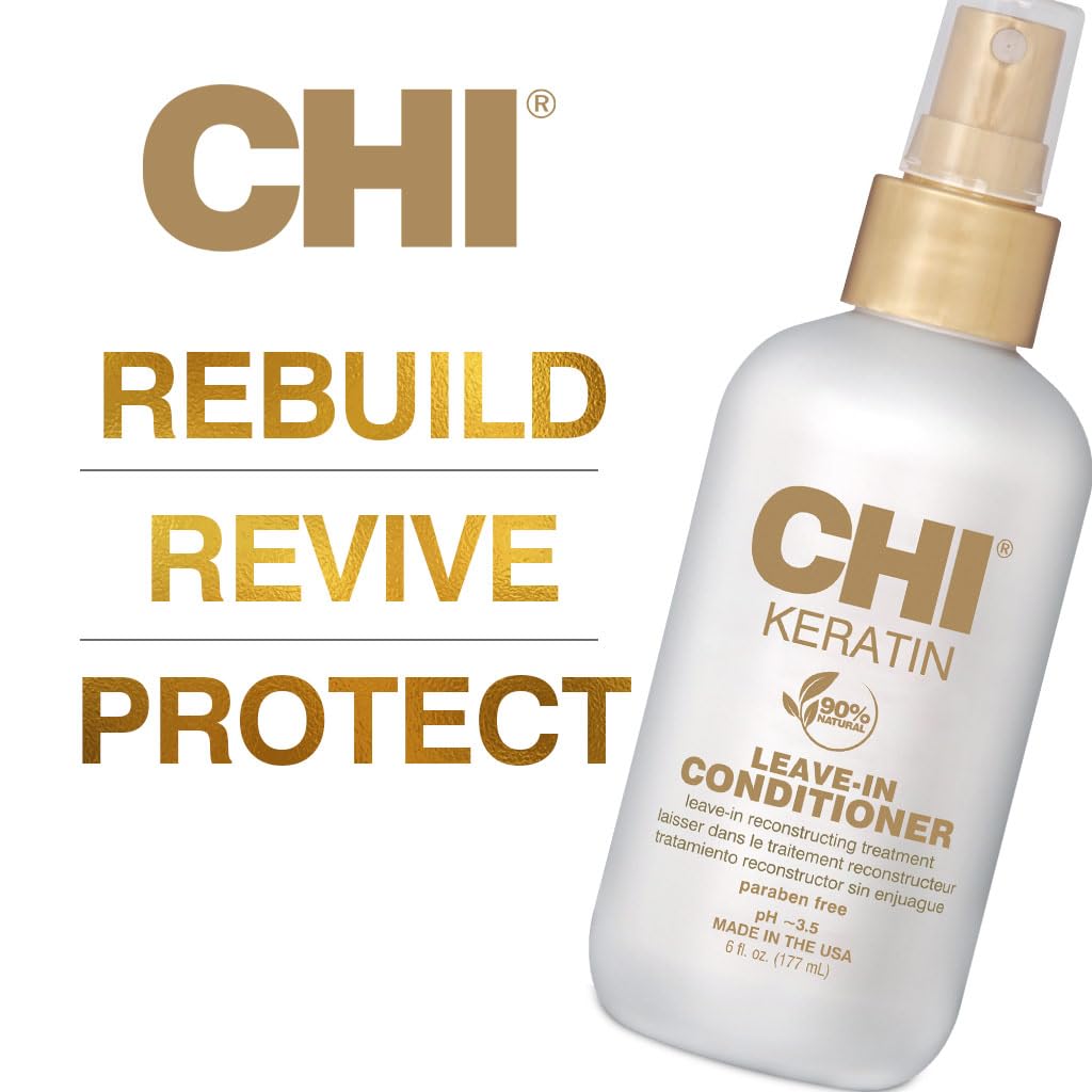 CHI Keratin Leave-in Conditioner, Hydrating Conditioner For Restoring Softness & Preventing Breakage, Great For Daily Use, Sulfate-free, 6 Oz (Pack of 2)
