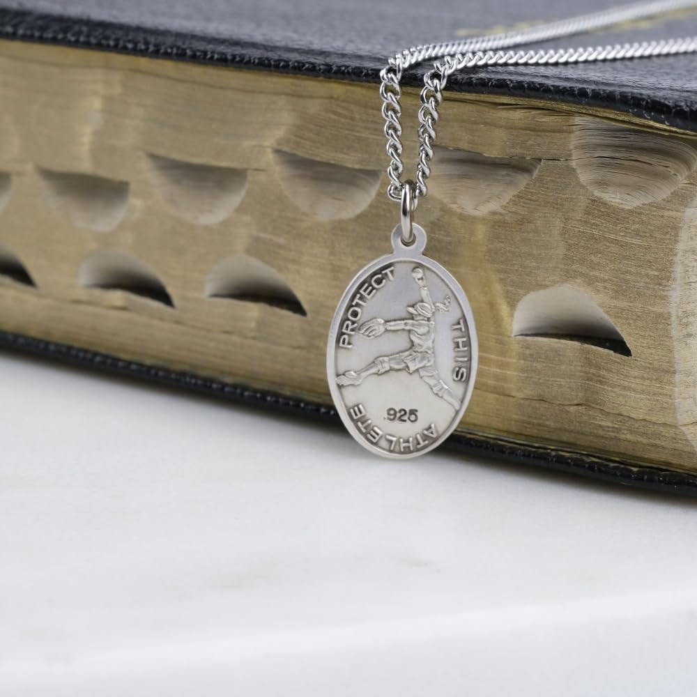 Everlasting Light Jewelry .925 Sterling Silver Girl's Saint Sebastian Sports Athlete Protection Christian Medal Pendant 