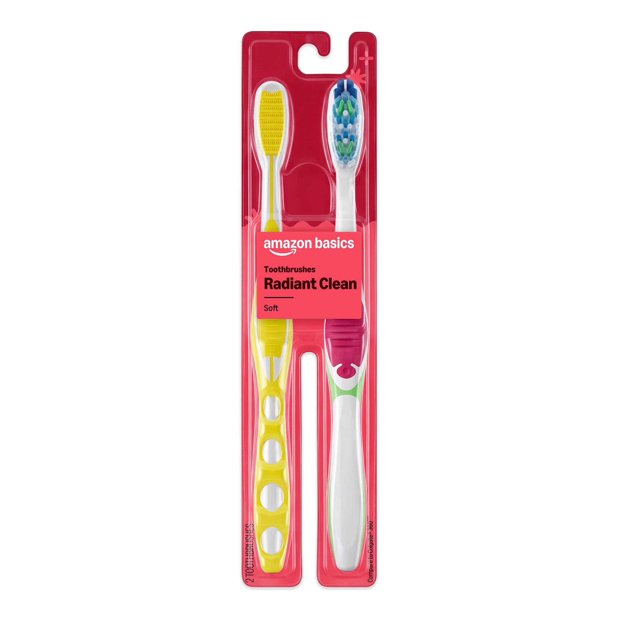 Amazon Basics Rotation Adult Manual Soft Bristle Toothbrush with - Product Imagery
