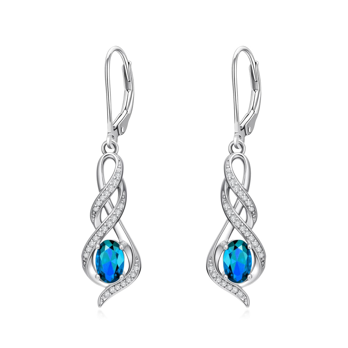 Poiuy Gifts for Women Infinity Birthstone Leverback Dangle Earrings – product photo (Drop &amp; Dangle)