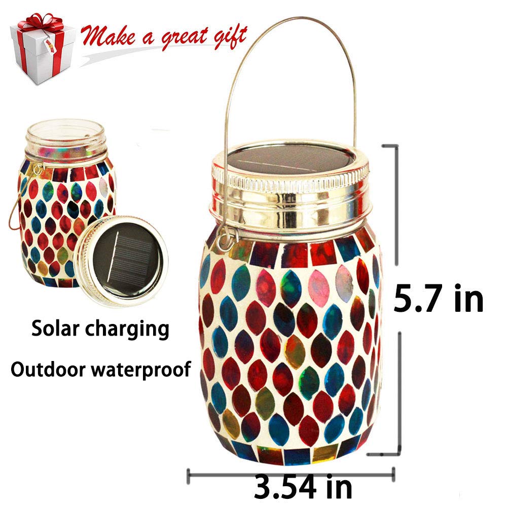 GUANFU Mosaic Lights Outdoor Hanging Lanterns, Rechargeable Mosaic Solar Lanterns， Outdoor Waterproof Solar Night Lights