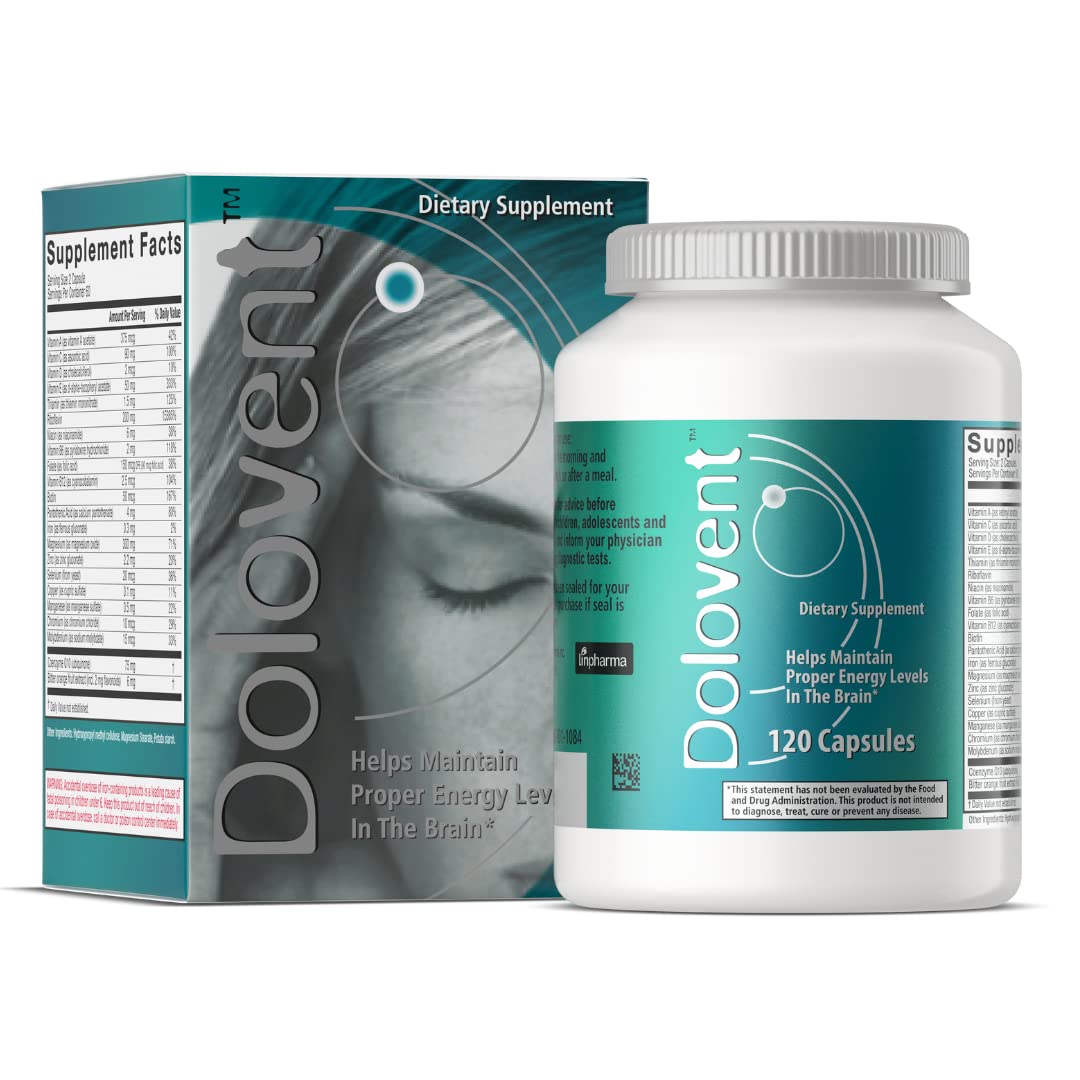 Dolovent Vitamin B2, Magnesium & CoQ10 Formula, 120 Capsules - Product Imagery