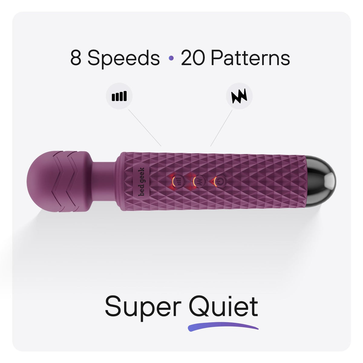 bed geek Handheld Personal Wand Massager Cordless Waterproof - bed geek Official Imagery - 3