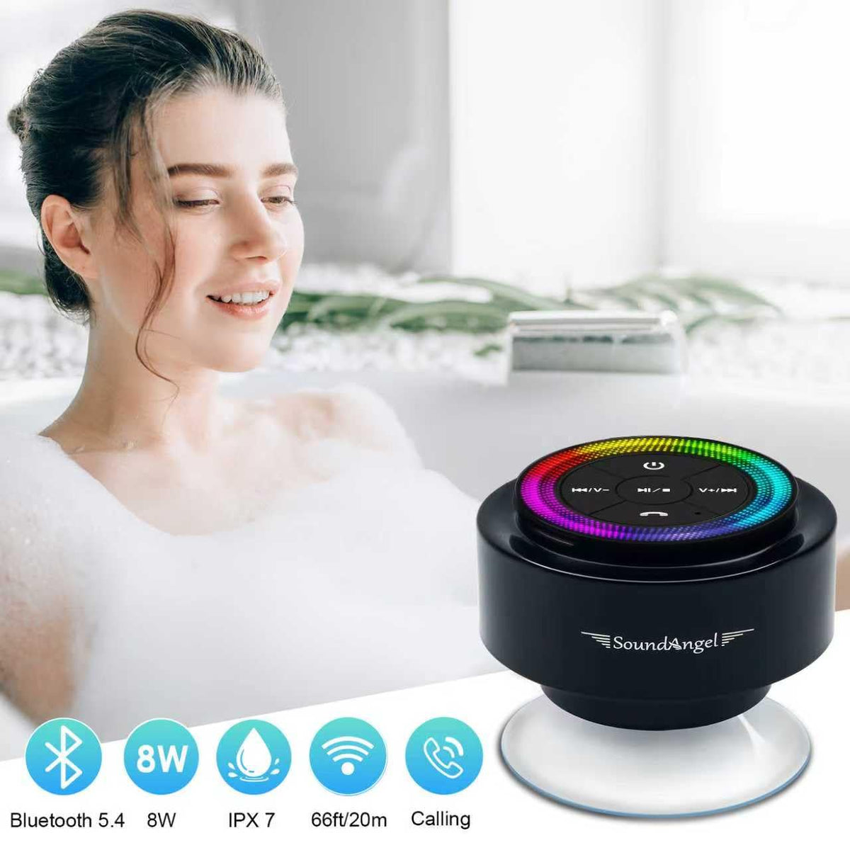 XLEADER Pro Shower Speaker (Upgraded) Certified IPX7 Waterproof Bluetooth – product photo (Portable Bluetooth Speakers)