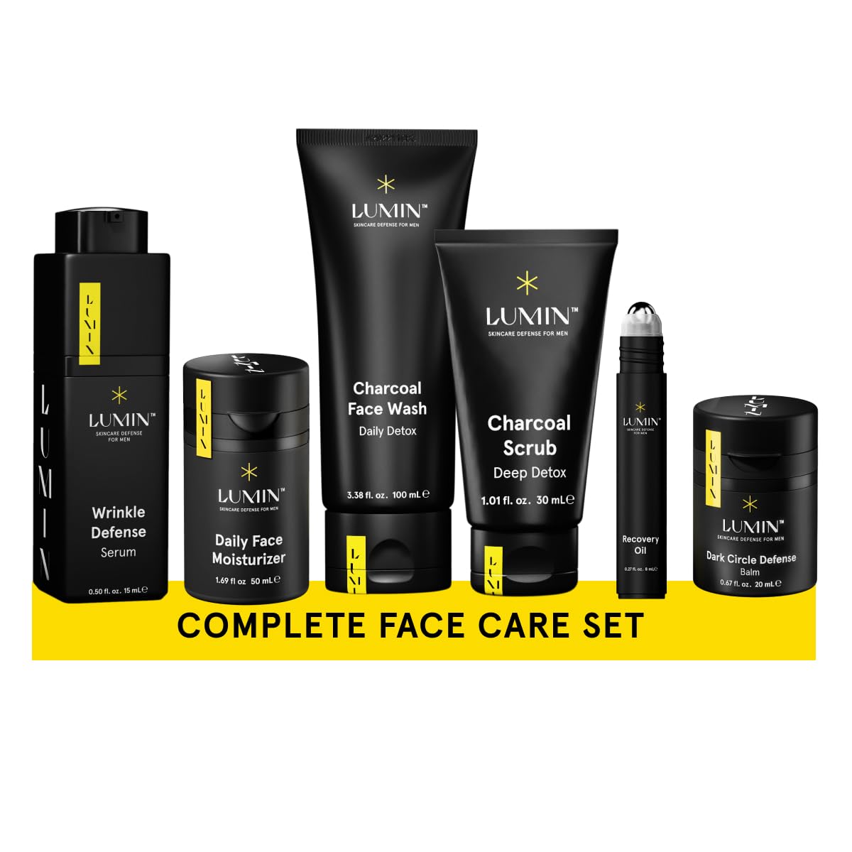 Lumin Korean Skincare kit for Men | Complete 6 Piece Face Care - Product Imagery