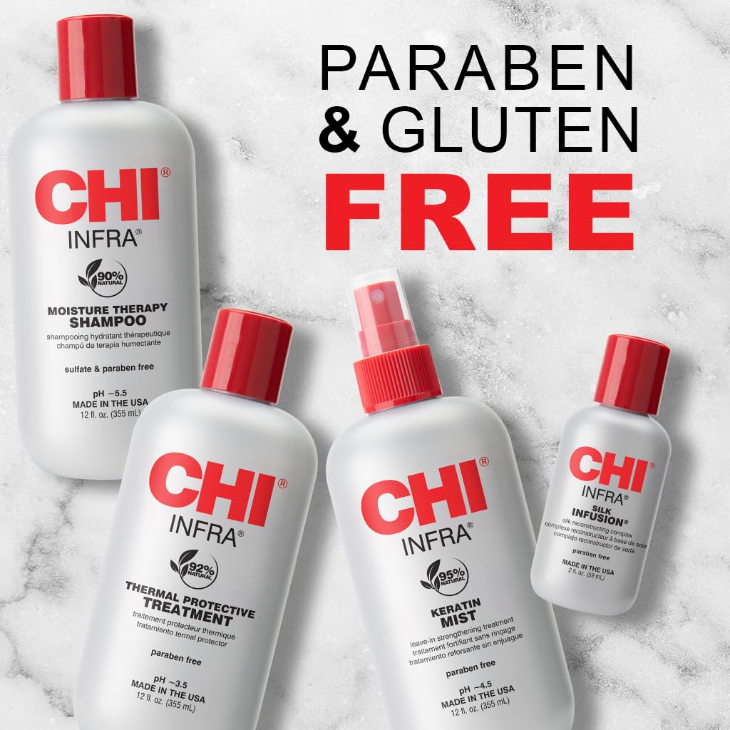 CHI Home Stylist Kit with Infra 4-Piece hair care set, featuring a hair cleaner and conditioner for healthy, shiny hair.