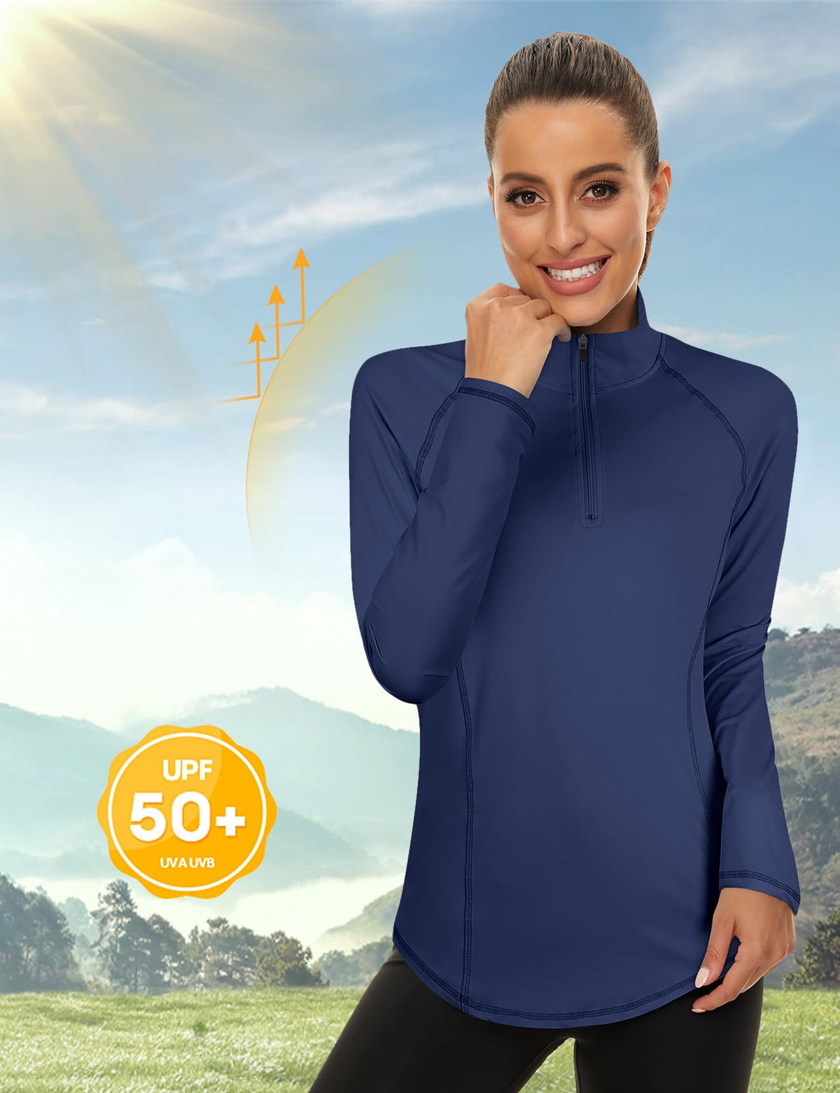 LURANEE Womens UPF 50+ Long Sleeve 1/4 Zip Pullover Athletic Hiking Running Workout Tops – packaging and label