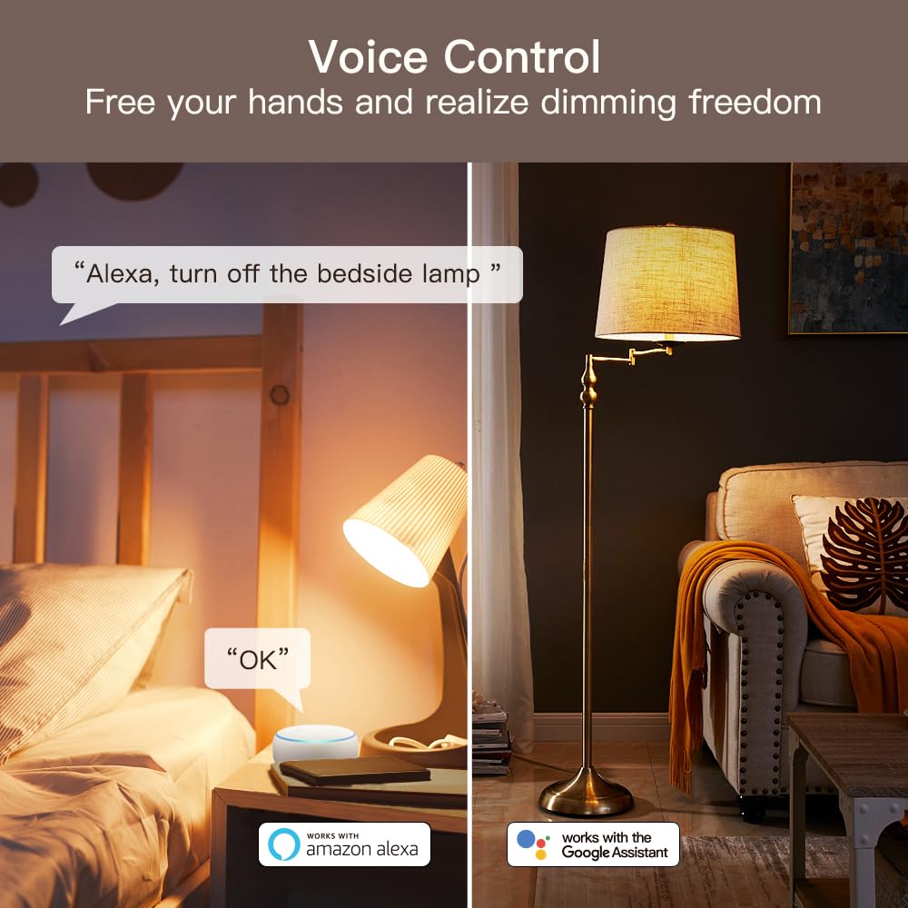 Alexa Smart Dimmer Plug, Treatlife Plug-in Lamp Dimmer Switch for Dimmable LED, CFL, Halogen and Incandescent Bulbs, Lam