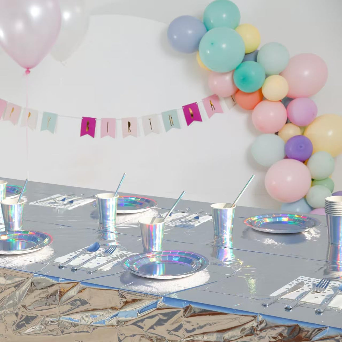 Zyzyphor 201-piece disposable party tableware set with paper plates, cups, napkins, straws, tablecloths, plastic knives,