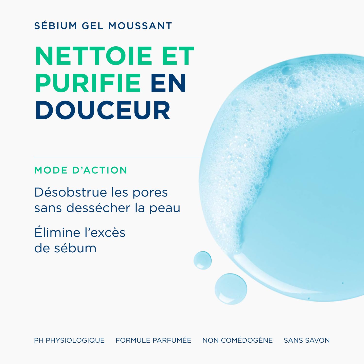 Bioderma Sébium foaming gel pump for cleansing and makeup removal, suitable for combination to oily skin, 16.91 oz bottle.