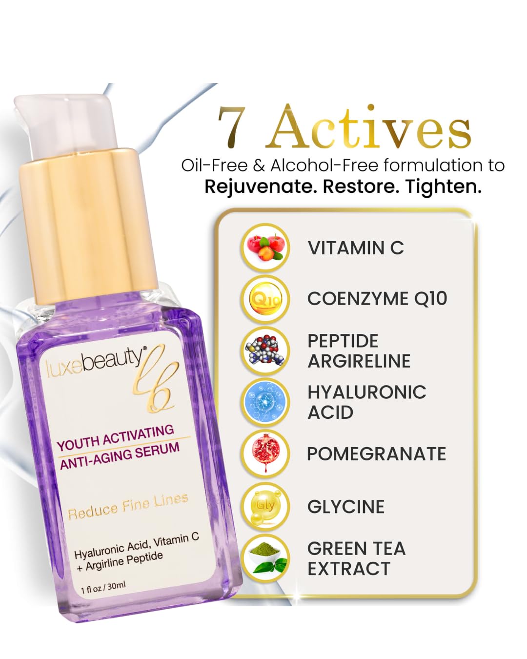 LUXELOTION Luxe Beauty Serum Anti-Aging Youth Activating – close-up detail