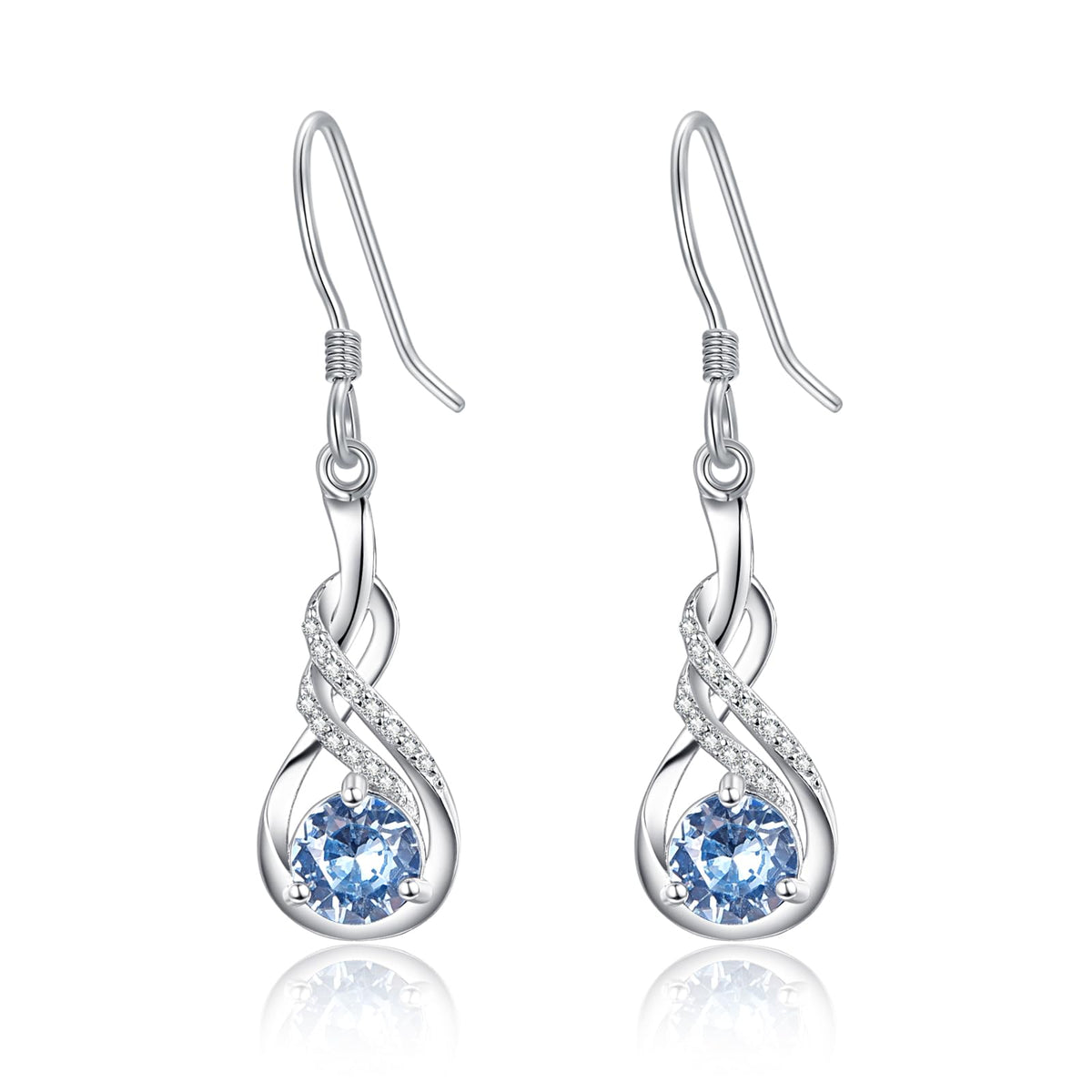 KINGWHYTE 925 Sterling Silver Infinity Birthstone Dangle Earrings – 925 Sterling Silver 925 Sterling Silver 925 Sterling
