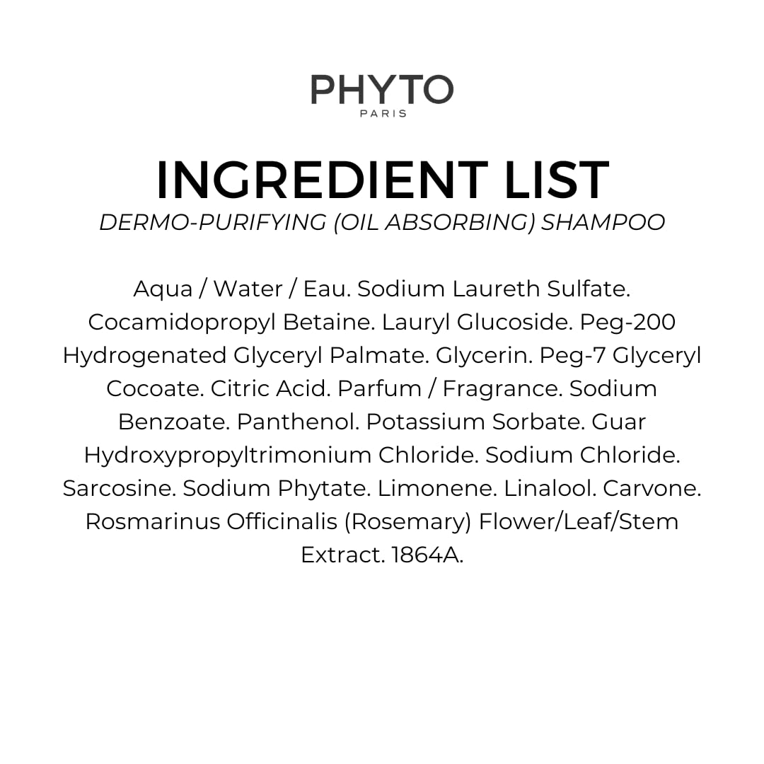 PHYTO Scalp Solutions Oil Absorbing Shampoo bottle, 8.45 oz, for oily scalp and scalp cleansing.