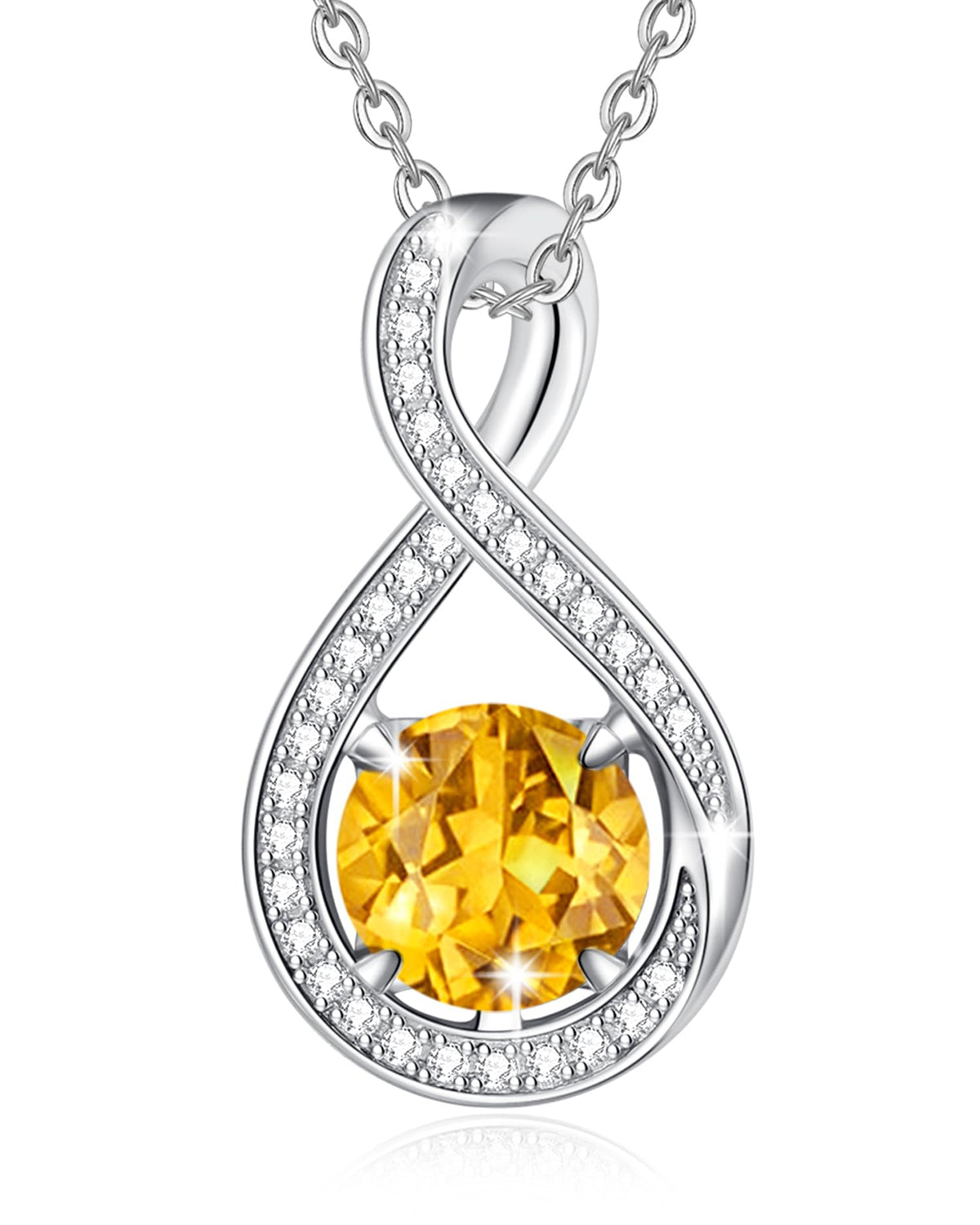 FANCIME Sterling Silver Birthstone Necklace Infinity Pendant for Women – Nov-11, 0.5 inch(L)/0.9 inch(H)