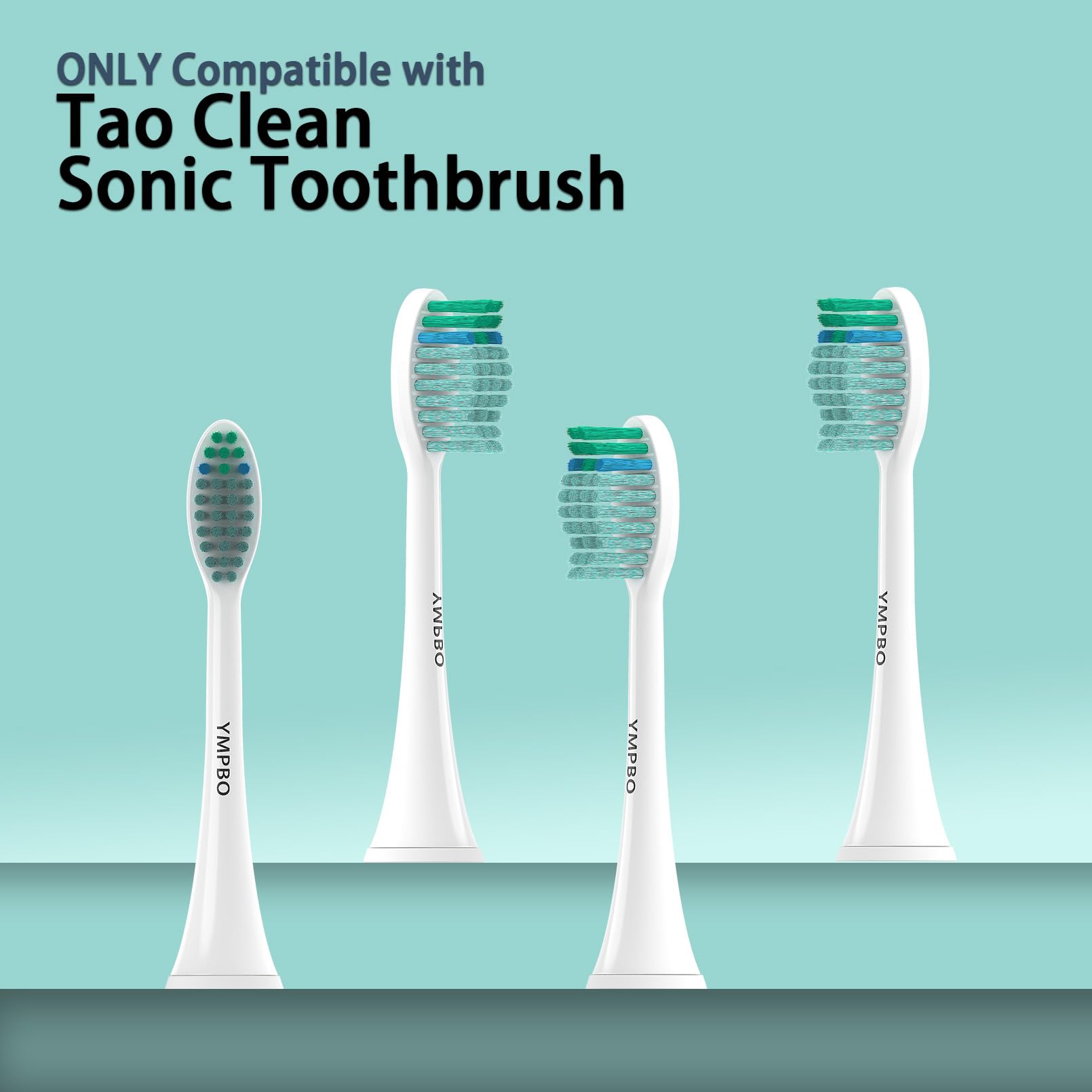 YMPBO replacement toothbrush heads for TAO Clean electric toothbrush, pack of 10, compatible and easy to install.