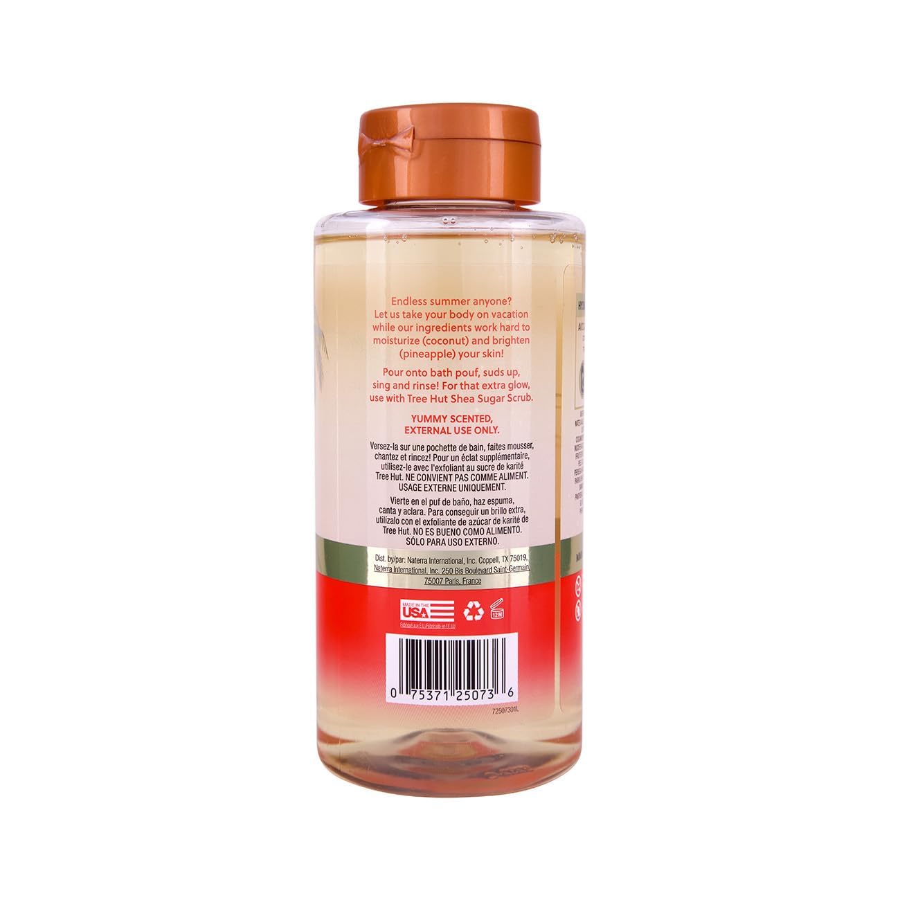 Tree Hut Coco Colada foaming body wash in a large 18 oz bottle, featuring tropical coconut and piña colada scent, skin cleaning agent.