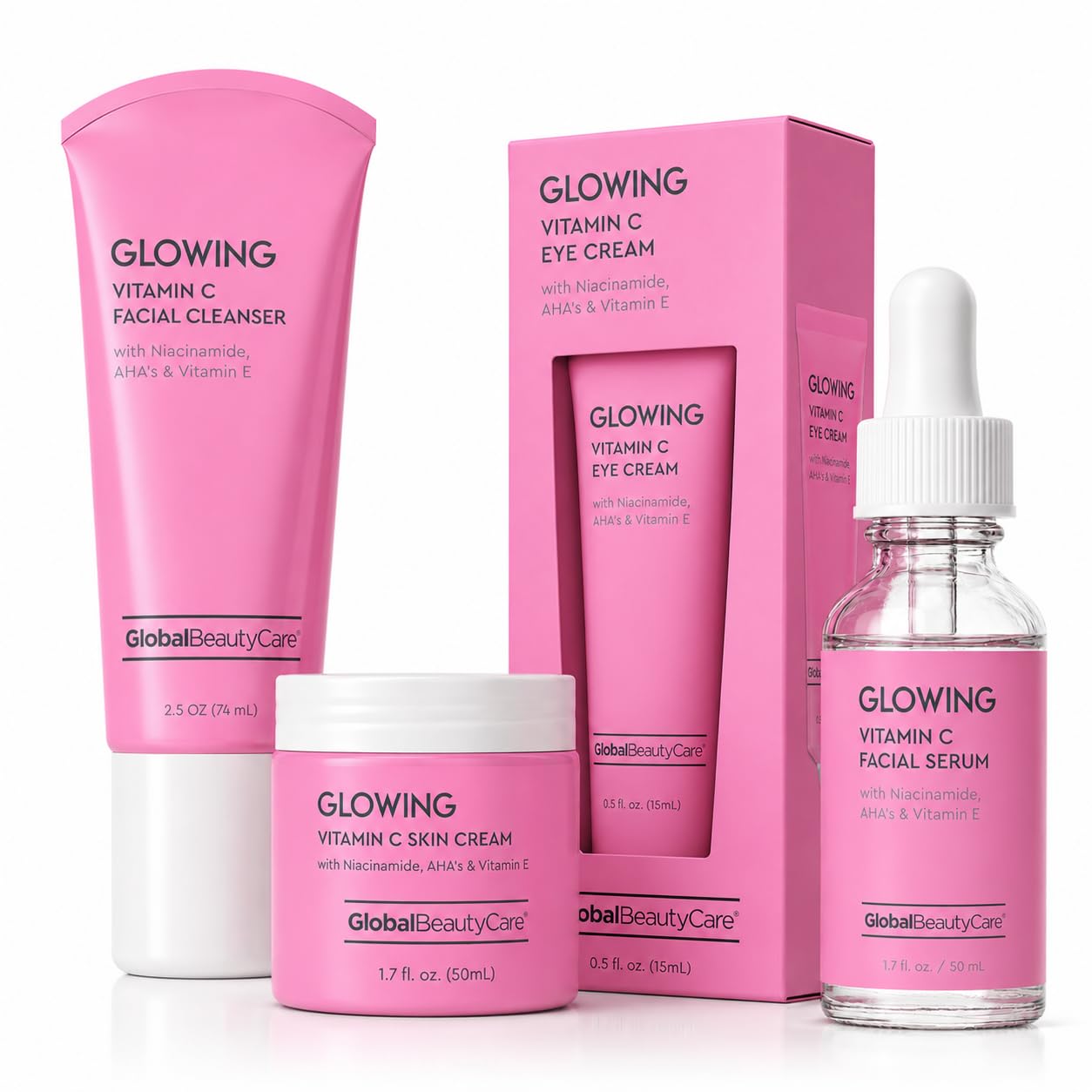 Global Beauty Care Glowing Vitamin C Skin Care Routine Bundle Kit - Product Imagery
