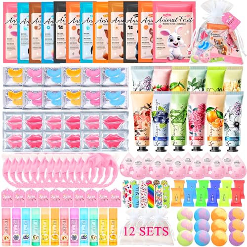SSGP 144 PCS Spa Party Supplies for Women,Spa Day Favors Essentials Include Face Masks Skincare, Lip Balm, Under Eye Pat
