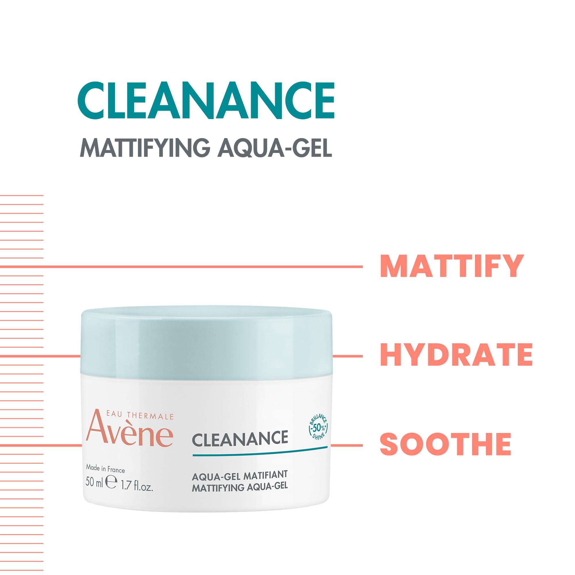 Avène Cleanance Mattifying Aqua Gel moisturizer in 1.6 oz, lightweight skin moisturizer with a gel texture for oily skin.