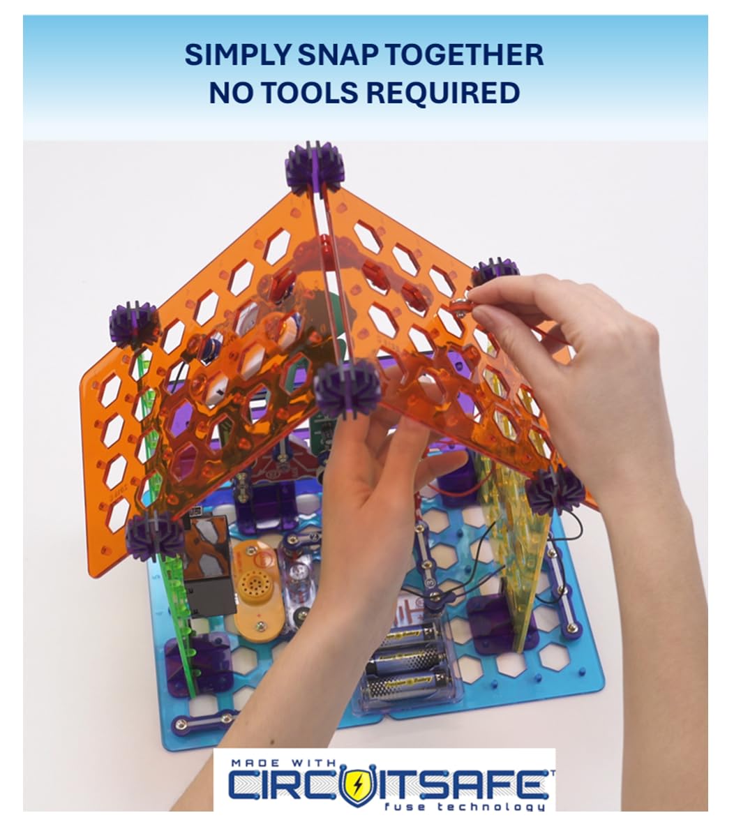 SNAP CIRCUITS My Home STEM Electronics Building Kit for Kids Ages 8+ – back view and specifications