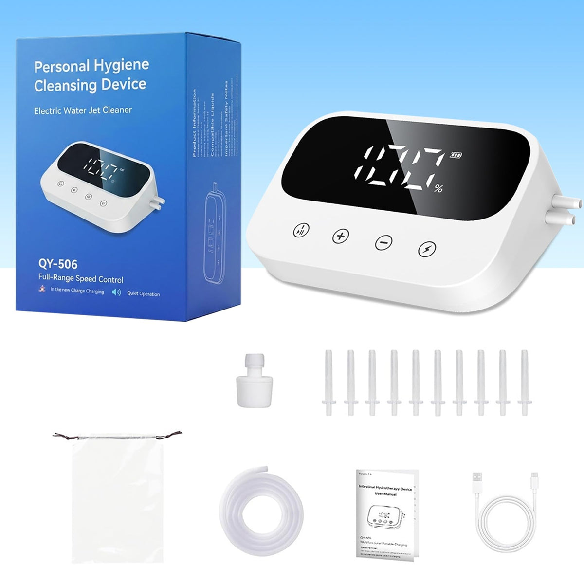 LOZAEVE Electric Enema Kit for Colon Cleansing with Smart Control, 100 Adjustable Pressure Levels, LED Display, Portable