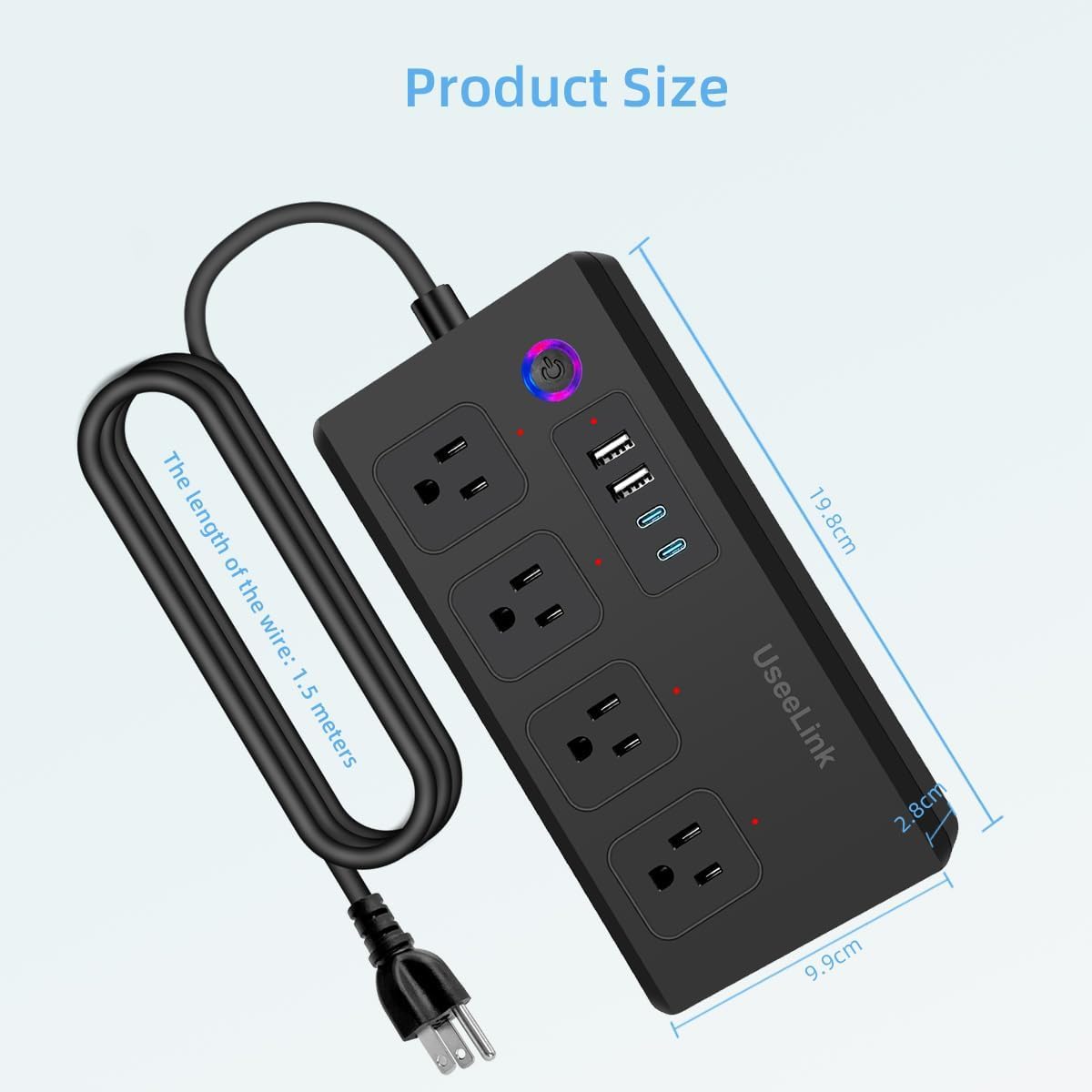 Jinvoo WiFi Smart Power Board, Surge Protector, Smart Extension Cord, Alexa Power Board, Compatible with Alexa and Googl