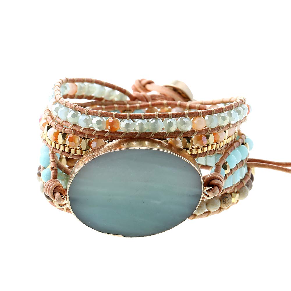 Plumiss Wrap Bracelets for Women, Natural Stone Boho Leather Jewelry Gift – product photo (Wrap)