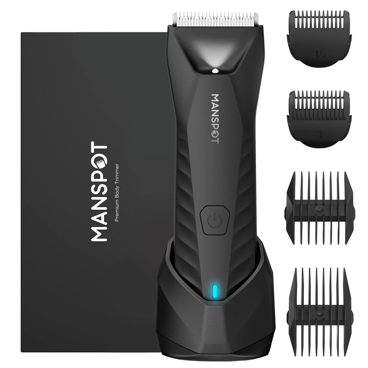 MANSPOT Manscape Body & Groin Hair Trimmer for Men, Electric Pubic Trimmer – Black