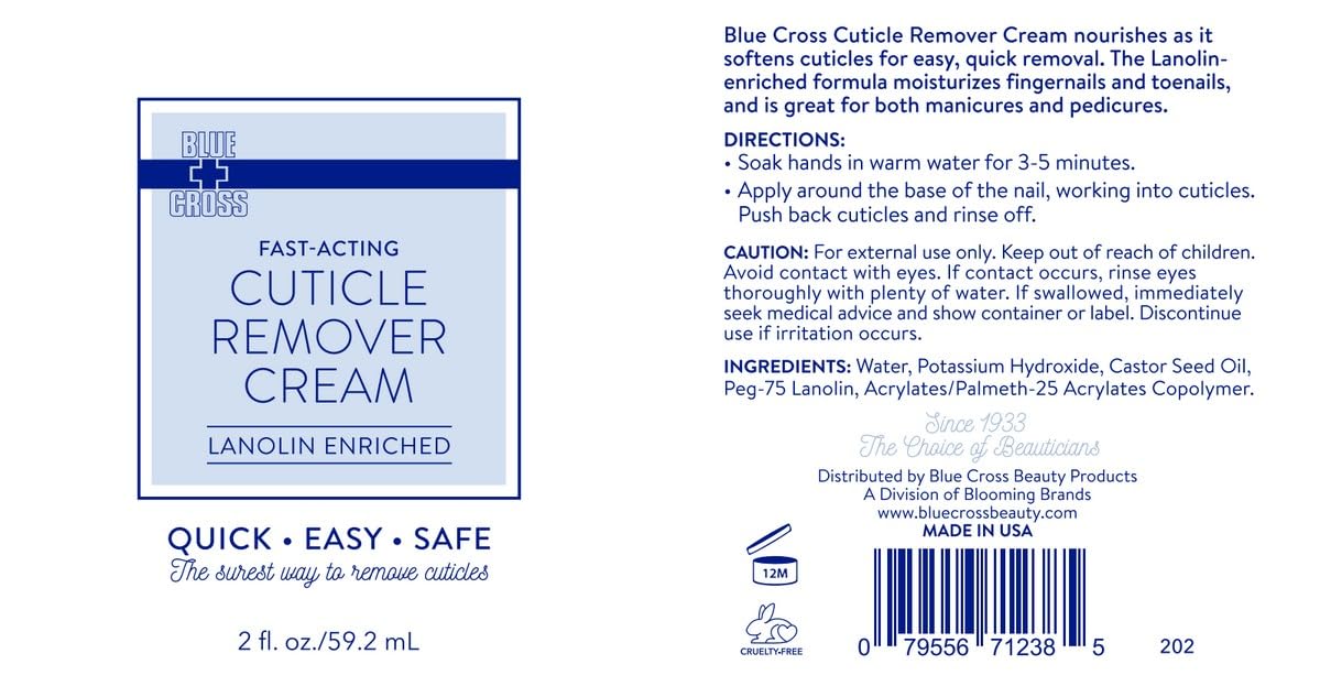 Blue Cross Cuticle Remover Cream for Dry Damaged Cuticles, Made in USA, 2oz