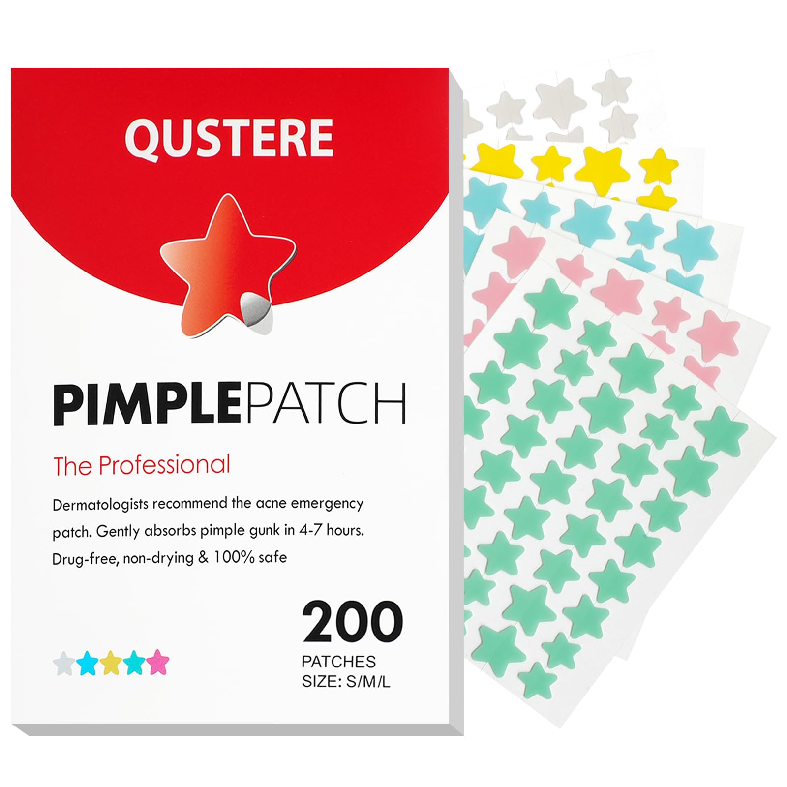 QUSTERE Pimple Patches for Face, Hydrocolloid Acne Patches, Cute - Product Imagery