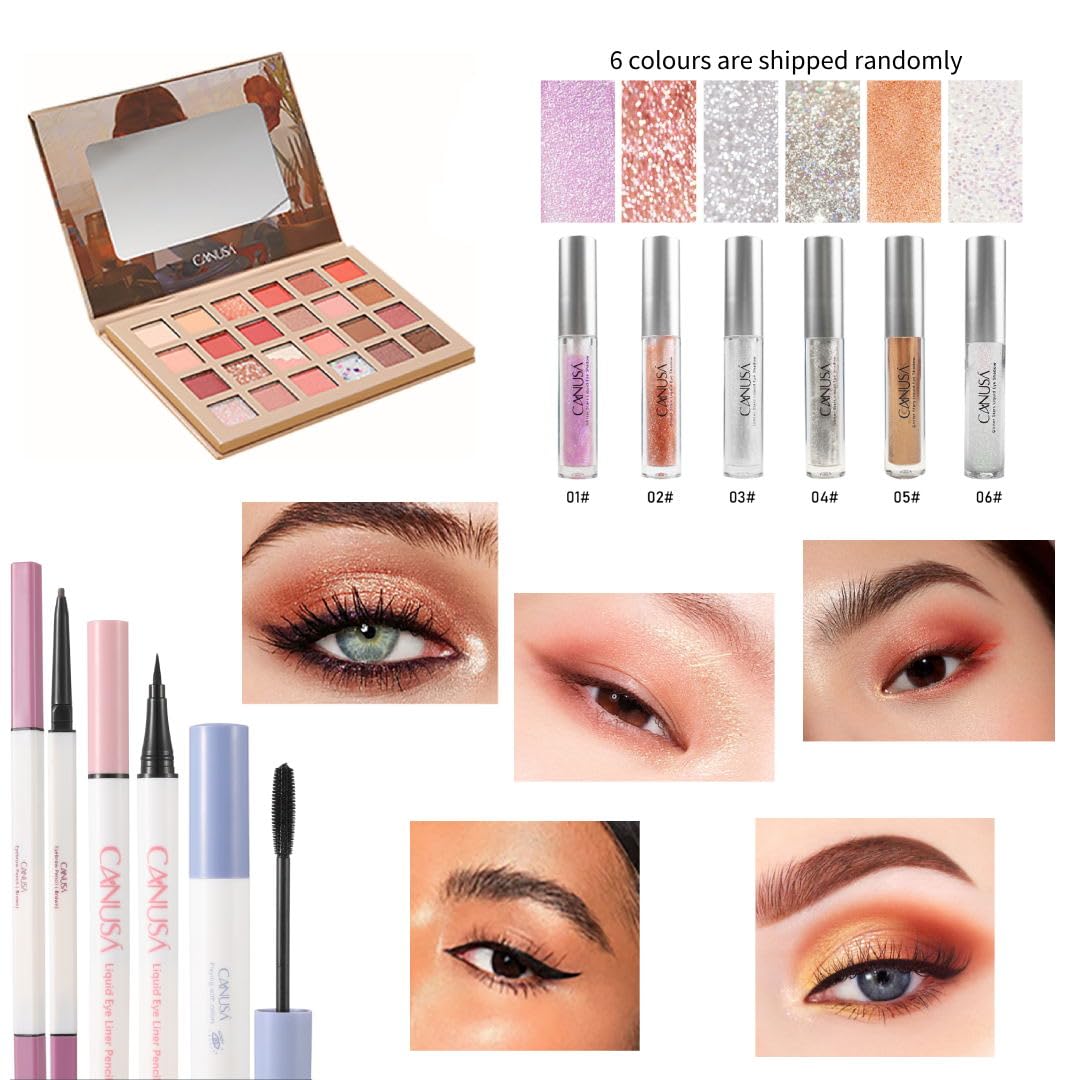 26Pc Full Face Makeup Set Gift Surprise for Women Cosmetic Essential Starter Bundle Include 24 Colors Eyeshadow Palette,