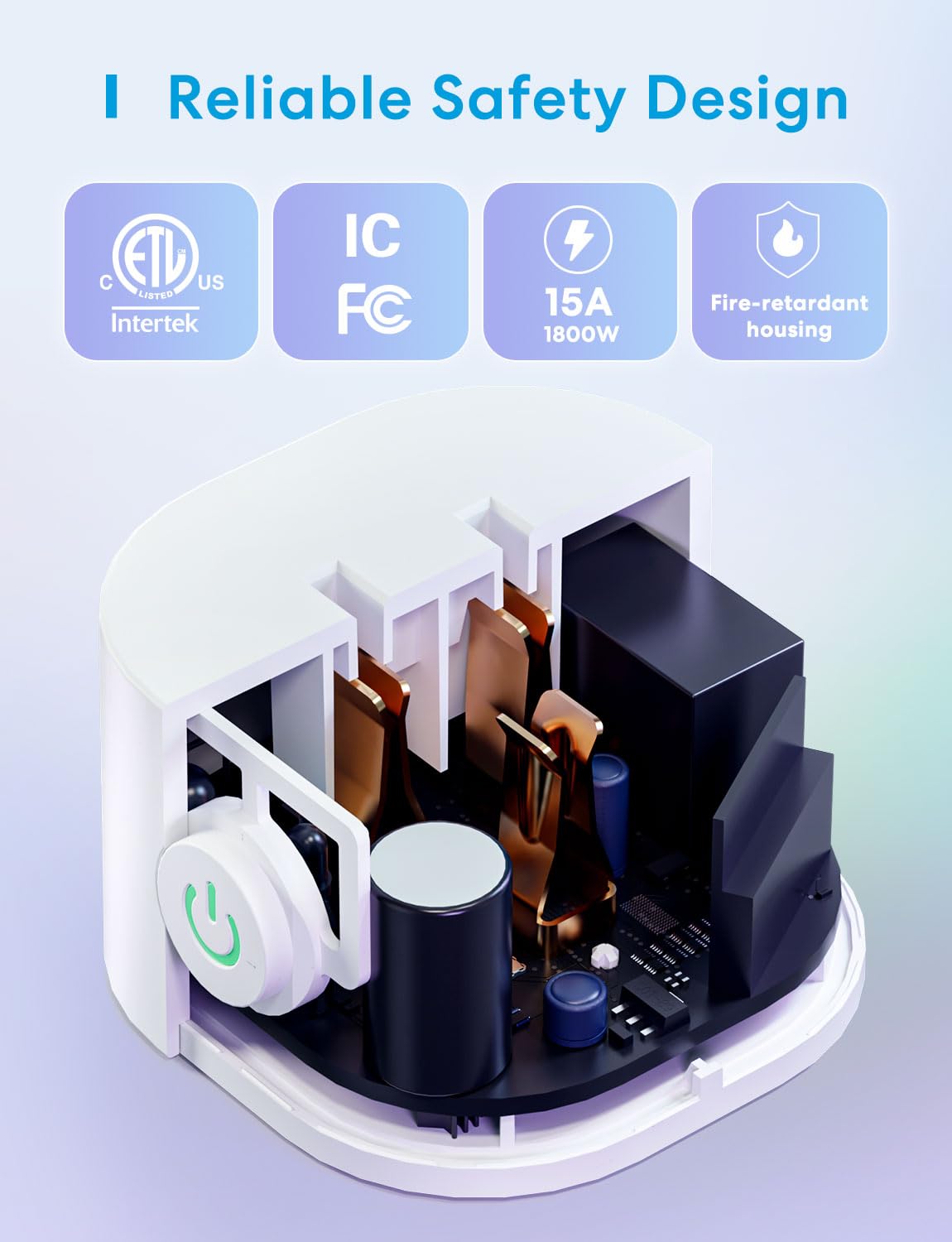 meross Matter Smart Plug Mini, Compact Size,100% Privacy Wi-Fi Smart Outlet – close-up detail