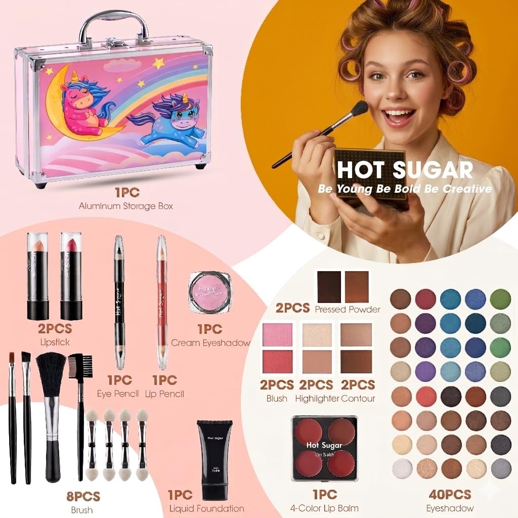 Hot Sugar Makeup Kit with Train Case for Teens (Pink) – product photo (Makeup Sets)