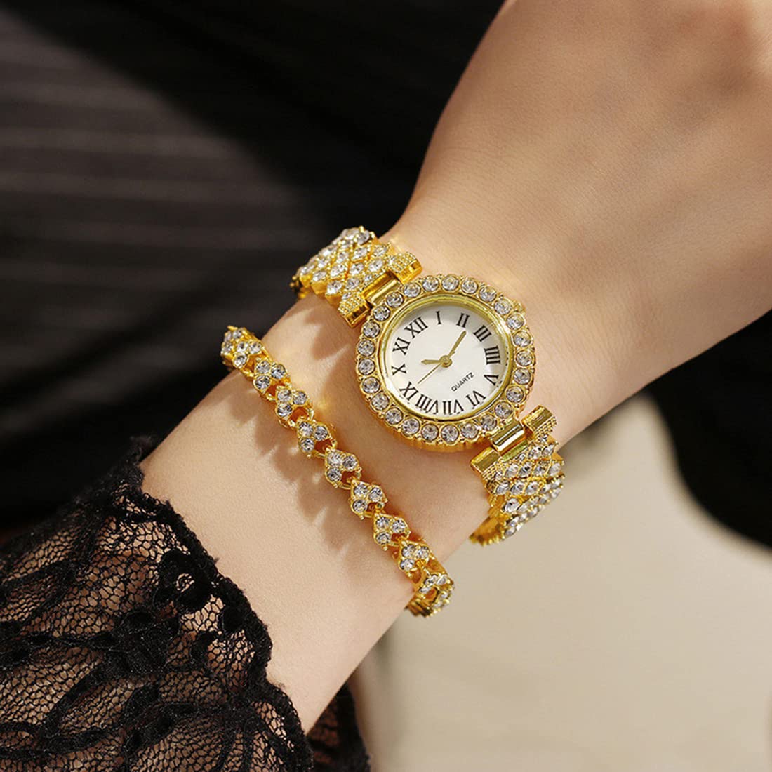 BESTKANG Women Diamond Watchs Luxury Fashion Ladies Bangle Bracelet Set Wrist Watch Female Dress Watch – back view and s